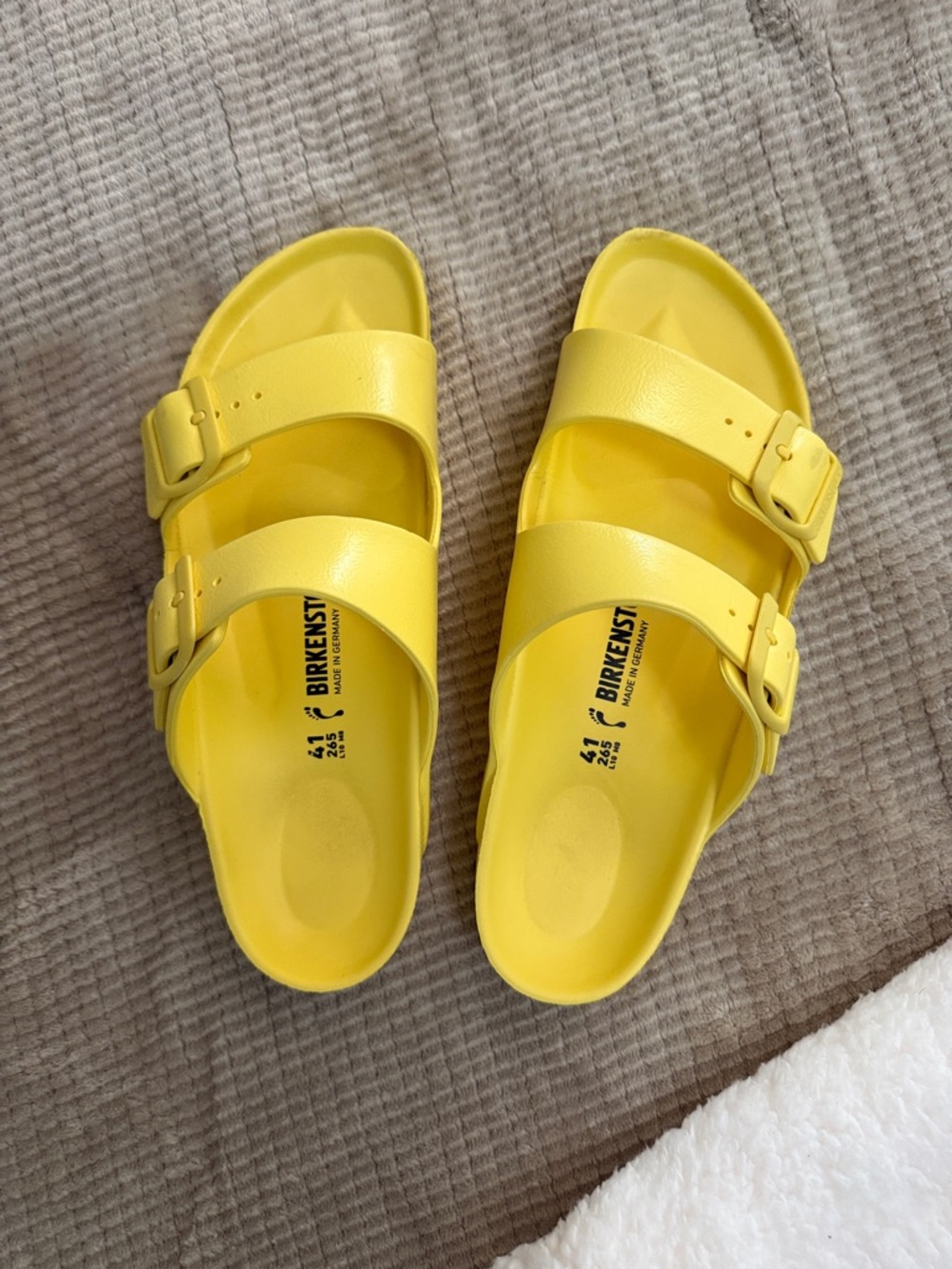 Birkenstock women’s  Yellow Two-Strap EVA Slide Sandals